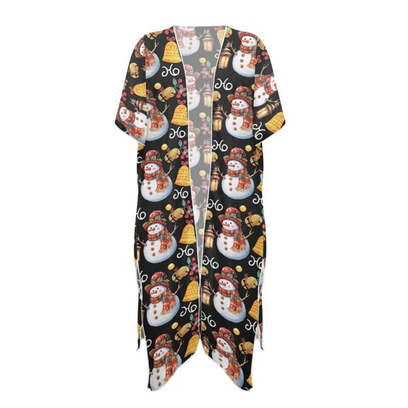 HELLHERO Snowman Bathing Suit Cover Up Quick Dry High Quality Fabrics Breathable Long Kimono Swimsuit Cover Up