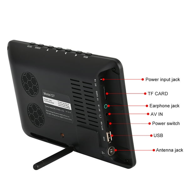 Player de televisión, mini con batería de litio recargable de 800 mah, color de alta sensibilidad tft televisión, pantalla dirigida por tft de 7 pulgadas para hotel, casa de oficina,