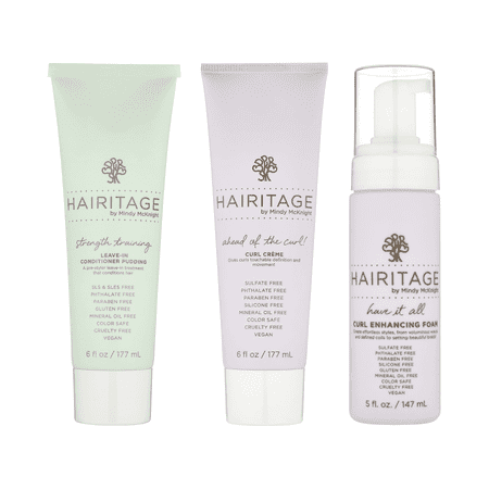 Hairitage Curl Trio Set - Leave In Conditioner, Hydrating Curl Cream and Styling Foam, for All Curl Types