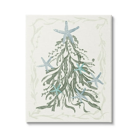 Nautical Christmas Tree Sea Life Holiday Graphic Art Gallery Wrapped Canvas Print Wall Art