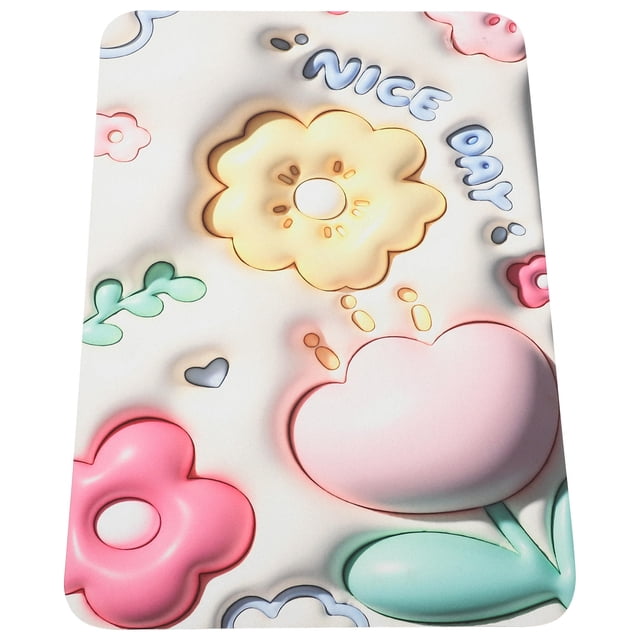 OULII Absorbent Floor Bathroom Mat Water-absorbing Mat Multi-colored 3D Design 1Pcs