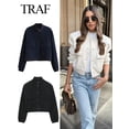 thumbnail image 2 of TRAF-chaqueta Bomber Vintage de manga larga para mujer, abrigos informales, ropa de calle, elegante, con solapa y cremallera, Primavera, 2023, 2 of 4