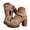 Beige, variant on Womens Retro Chunky Heel Sandals Openwork Carved Platform High Heels Single Strap Open Toe Soft Sole Comfortable Summer Shoes（Black，Size 6)