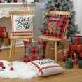thumbnail image 5 of FairOnly Christmas Pillow Covers Set of 4 Black Red Plaid Farmhouse Xmas Decorations Wreath Pattern Cushion Cases for Sofa Couch, 18"x18", 5 of 7