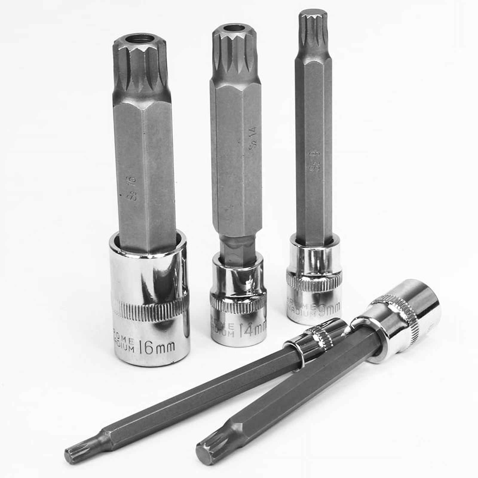 Stark USA 10PC Extra Long XZN Triple Square Spline Bit Socket Set, Premium S2 Alloy Steel | 4mm - 18mm Set