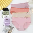 thumbnail image 2 of dianhelloya Mid-rise Elastic Waistband Cotton Crotch Women Briefs Soft Solid Color Ribbed Panties, 2 of 8