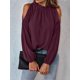 thumbnail image 4 of Blusas Elegantes e Informales para Mujer, con Hombros Descubiertos, Cuello con Volantes, Camisas de Moda de Otoño para el Trabajo Vino Tinto XXXL, 4 of 10