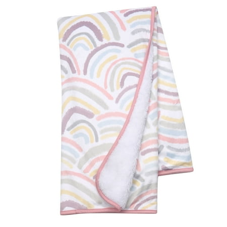 UPC: 0084122013209 | Lambs & Ivy Signature Rainbow Minky/Faux Shearling Soft Fleece Baby Blanket
