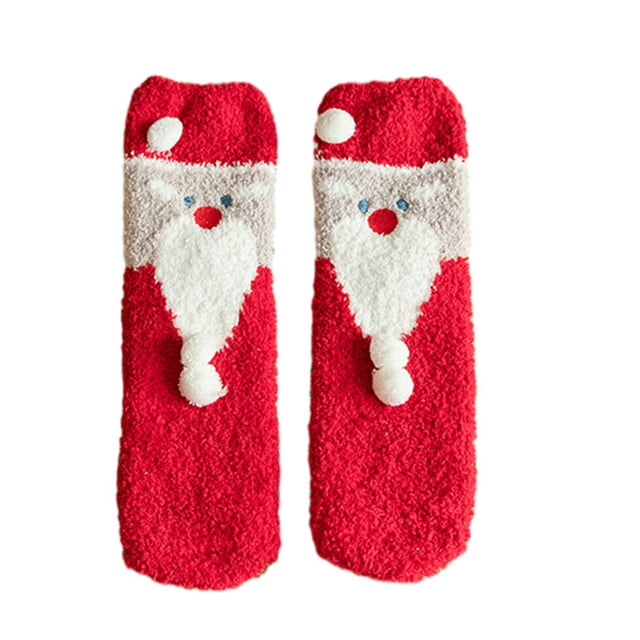 Redempat Polyester Winter Socks With Moisture-wicking Technology Soft And Comfortable For Feet Christmas whitebeard 1Set