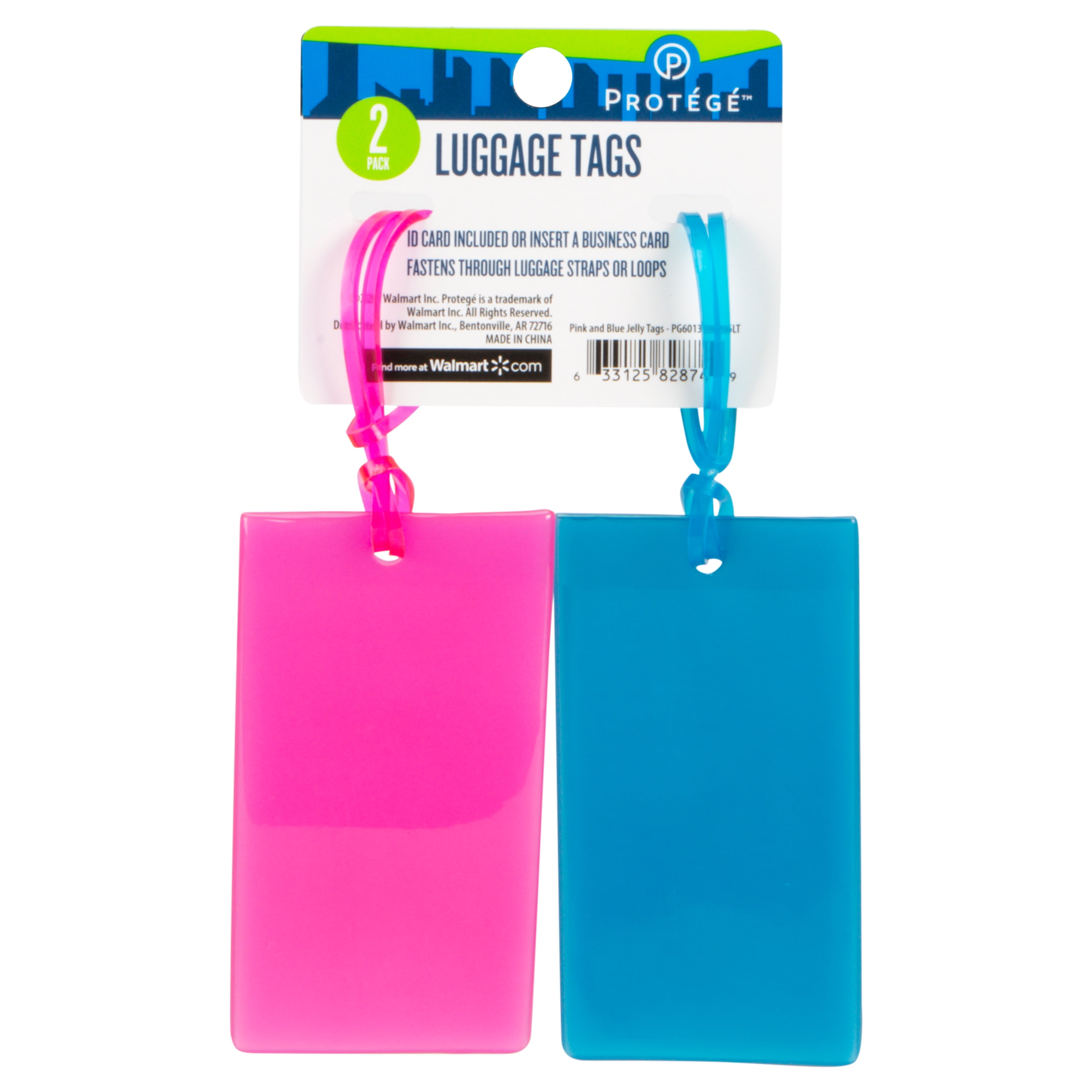Protege 2 Pack Travel PVC Luggage Tags Jelly Pink Blue