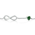 thumbnail image 3 of Gem Stone King 925 Sterling Silver Infinity Bracelet for Women with Heart Nano Emerald and Moissanite (0.83 Cttw, Box Chain Fully Adjustable up to 9 inch), 3 of 6