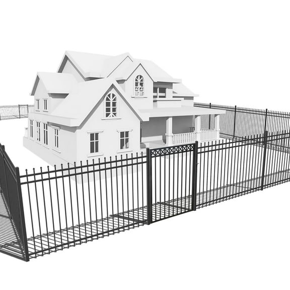 CAPHAUS 52FT Heavy Duty Pinnacle Fence Barrier Kit, Anti-Rust Metal Steel Fence with 4FT Height X 6FT Width Panels, with Decorative Fence Gate, Posts, Connectors, Outdoor Fencing for Yard