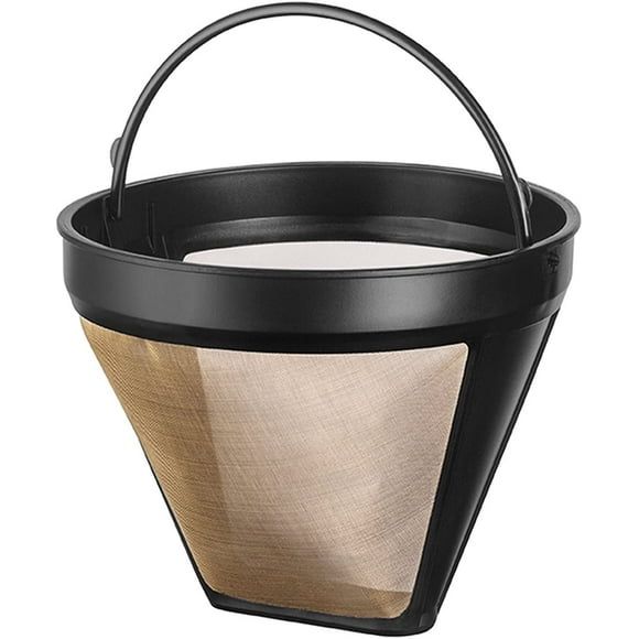 NRP Taller #4 Gold-tone Permanent Coffee Filter 12-cup Compatible for KRUPS SAVOY, Braun & DeLonghi Drip Coffeemaker