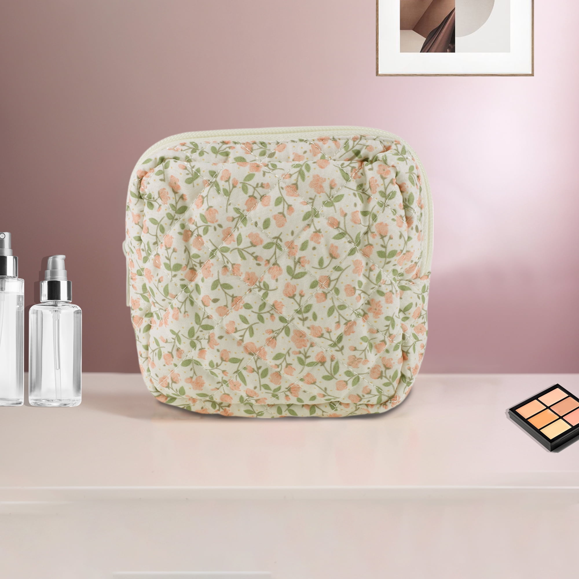 Unique Bargains 1 Pc Lady Portable Square Lipstick Bag Beige Pink