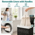 thumbnail image 5 of 23.8 Gal (90L) White Laundry Hamper Wicker Laundry Basket with Lid and Handles Clothes Hamper Foldable Removable Liner Bag Gray, 5 of 7