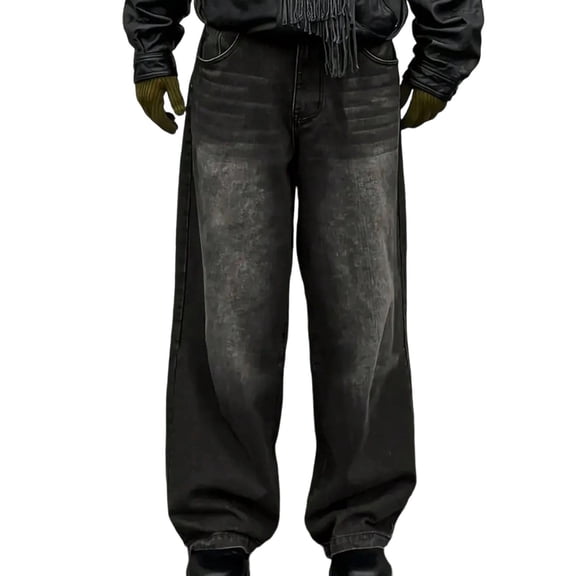 RMGVDSD Boys Denim Pants Baggy Jeans For Boys Wide Leg Trousers Relaxed Loose Fit Jeans Washed Vintage Jean Pants Streetwear With Pockets 12-13 Years