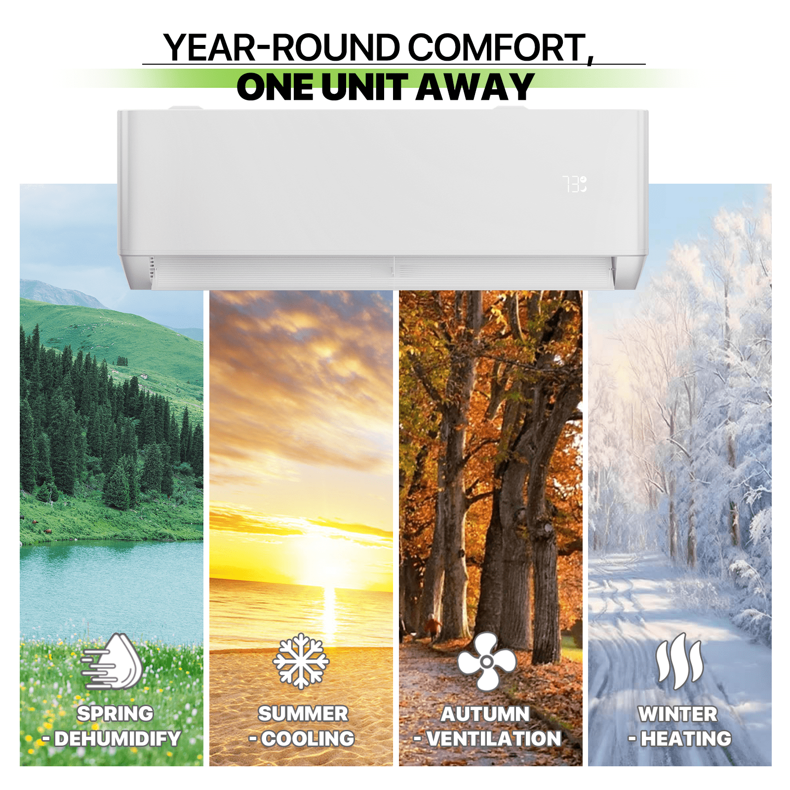Magshion 12000 BTU 22 SEER2 Mini Split Air Conditioner & Heater, 115V Wall-Mounted Inverter AC Heat Pump with 4-in-1 Filter, Cools Rooms up to 550 Sq.Ft
