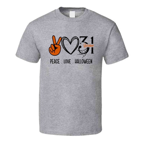 Cute Peace Love Halloween Tee Cool October 31 T-shirt Holiday Novelty T Shirt