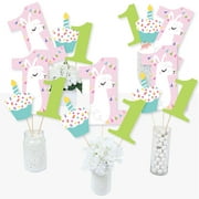 Big Dot of Happiness 1st Birthday Whole Llama Fun - Llama Fiesta First Birthday Party Centerpiece Sticks - Table Toppers - Set of 15