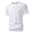 thumbnail image 6 of Xcmzpl Mens V Neck T Shirts Short Sleeve Casual Henley Shirt Basic Solid Business Work Office Cotton Tees Comfy Summer Blouses, 6 of 10