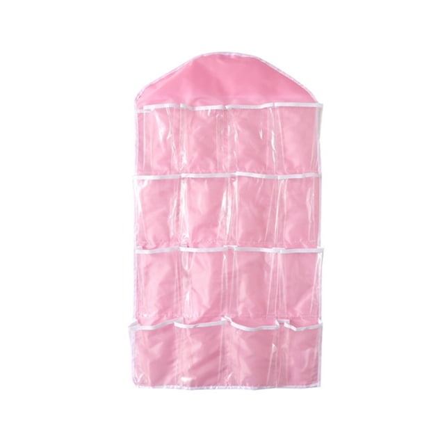 Bolsa de almacenamiento colgante a prueba de polvo, visible, con 16 rejillas, multifunción, organizador de calcetines, sujetadores y ropa interior para dormitorio.