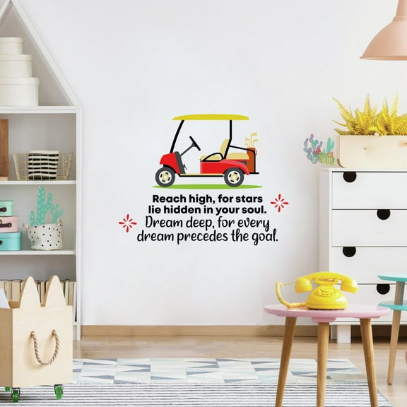 Reach High Car Cart Life Quote Cartoon Quotes Decors Wall Sticker Art Design Decal for Girls Boys Kids Room Bedroom Nursery Kindergarten Home Decor Stickers Wall Art Vinyl Decoration (10x10 inch)