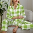 thumbnail image 6 of Uemuo White Green Plaid Pattern Womens Pajama Sets,PJ Set for Women,Pajamas for Women Logo,Long Sleeve Pajama Set for Women,Soft Long Sleeve Top With Pants-Large, 6 of 9