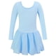 thumbnail image 1 of Vestido de manga larga con cuello redondo para niña, color liso, cuello redondo, mangas largas, falda elástica con volantes, 1 of 4