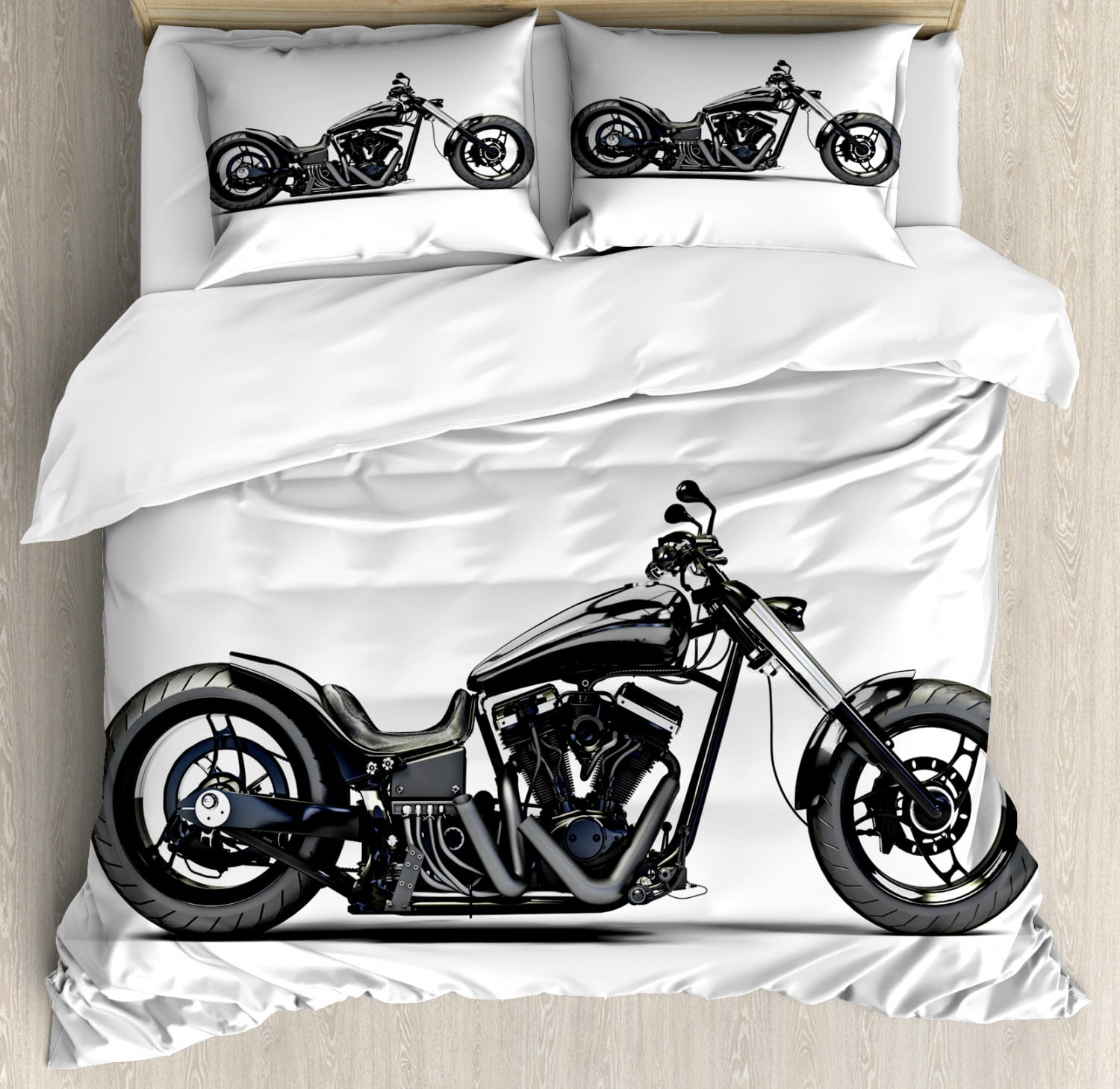 Manly Duvet Cover Set Custom Motorcycle Horsepower Adventurous Journey Freedom Ride Masculine Vehicle Decorative Bedding Set With Pillow Shams Grey Black White By Ambesonne Walmart Com Walmart Com