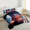 thumbnail image 3 of Manfei 3D Planet Rocket Queen Comforter Set for Kids, Mystic Outer Space Bedding Sets, Glitter Stars Galaxy Reversible Bedding Comforter Set, Luxury Bedroom Decor, 3 Pieces, 3 of 8