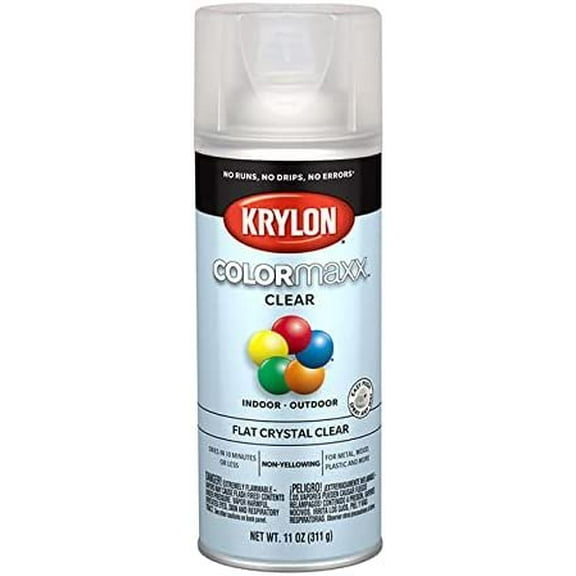 12 oz Krylon K05547007 Crystal Clear COLORmaxx Paint & Primer Spray Paint, Flat Pack of 6