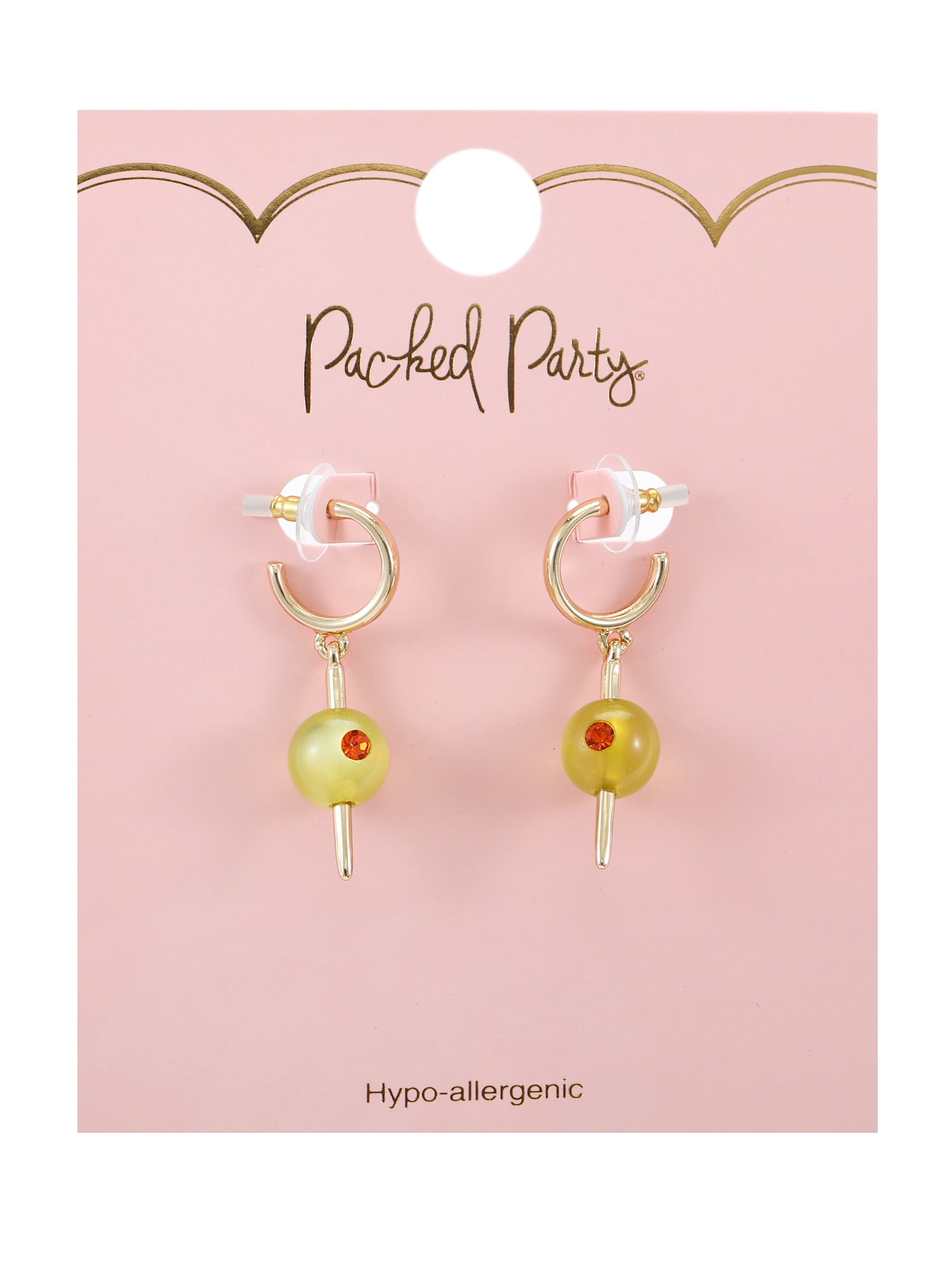Packed Party Women's Martini Olive Mini Hoop Earrings, 1 Pair