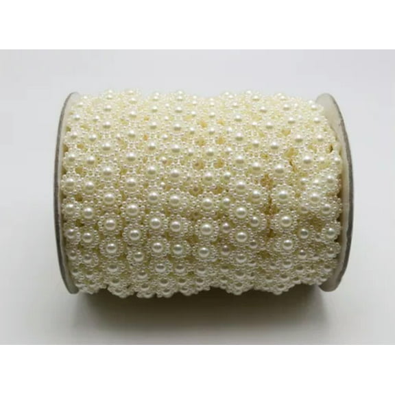 U8MO Ivory Acrylic Flatback Pearl Bead 10mm Sunflower Chain Garland Bouquet -5 Meter