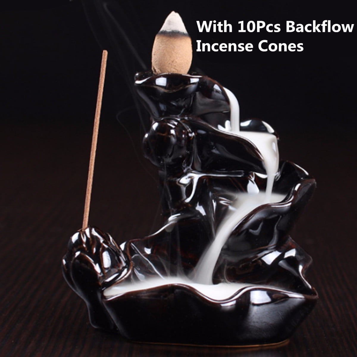 Sandalwood Cones Backflow Censer Craft Incense Burner Holder Decor Home