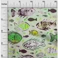 thumbnail image 2 of oneOone Polyester Spandex Lime Fabric Asian Block Fish Dress Material Fabric Print Fabric By The Yard 56 Inch Wide, 2 of 4
