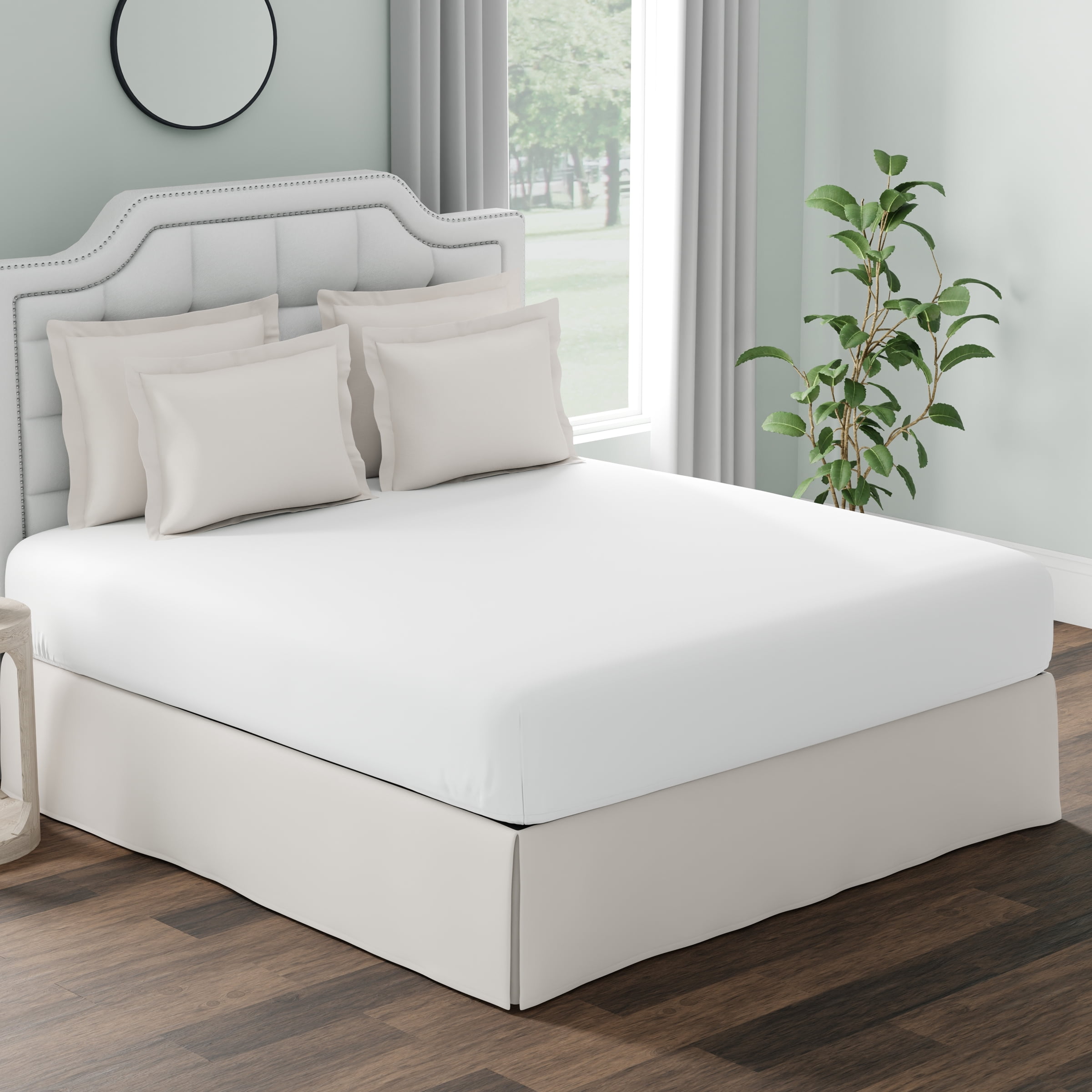 Fresh Ideas Fitted Vinyl Mattress Protector, Waterproof, Hypoallergenic, 14" Pockets, Queen