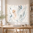 thumbnail image 5 of Three Jellyfish Floating on a White Background with Seaweed, Calming Watercolor for Ocean Lovers, Delicate Nautical Wall Art, Housewarming Gift, Tapestry Wall Hanging for Living Room and Bedroom, 5 of 7