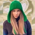 thumbnail image 2 of XIAOCHA Rib‑Knit Earflap Beanie for Women Solid Outdoor Fall‑Winter Headwrap,Green, 2 of 8