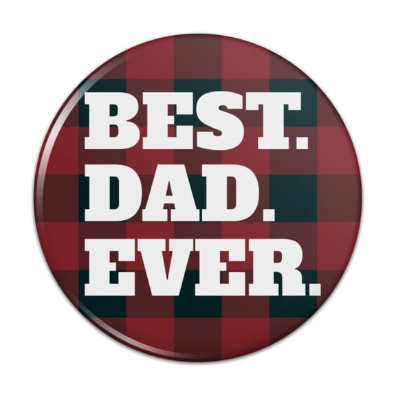 Best Dad Ever Red Black Plaid Pinback Button Pin