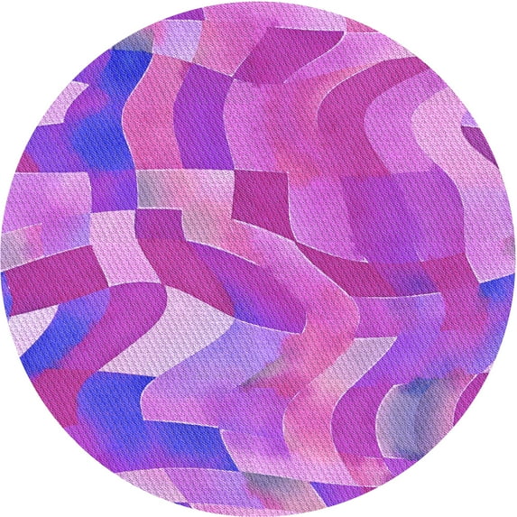 Ahgly Company Indoor Round Patterned Fuchsia or Magenta Purple Area Rugs, 7' Round