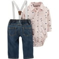 thumbnail image 2 of Baby Boy Carter's Dino Button-Down Bodysuit & Suspender Jeans Set Print, 2 of 2