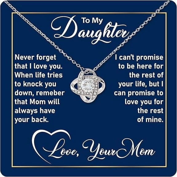 To My Daughter Necklace Gift From Mom, Mother-Daughter Jewelry with Message Card, Perfect Birthday Christmas