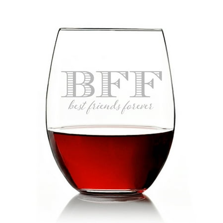 BFF Best Friends Forever Engraved Stemless 15oz Wine (Best Friend Glass Pipes)