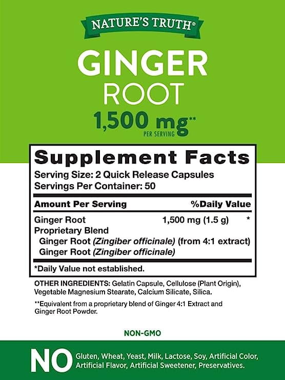 Nature's Truth Vitamins Ginger Root 550mg Herbal Supplement, 100 ct, 5-Pack