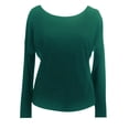 thumbnail image 5 of Bovemsi Women's Spring Solid Color Splicing Butterfly Lace Sexy Hollow Back Ribbed Long Sleeve T Shirt, Green Summer Women's Long Sleeve T-Shirts, L, 5 of 9