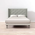 thumbnail image 6 of Huppe Button Tufted MCM Wingback Upholstered Headboard, Stone, Full/Queen, 6 of 7