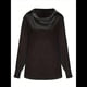 thumbnail image 1 of Blusa Elegante de Satén de Seda para Mujer, con Cuello Vuelto, Fruncido en la Parte Delantera, Drapeada, Larga, para Oficina y Trabajo. Negro L, 1 of 6