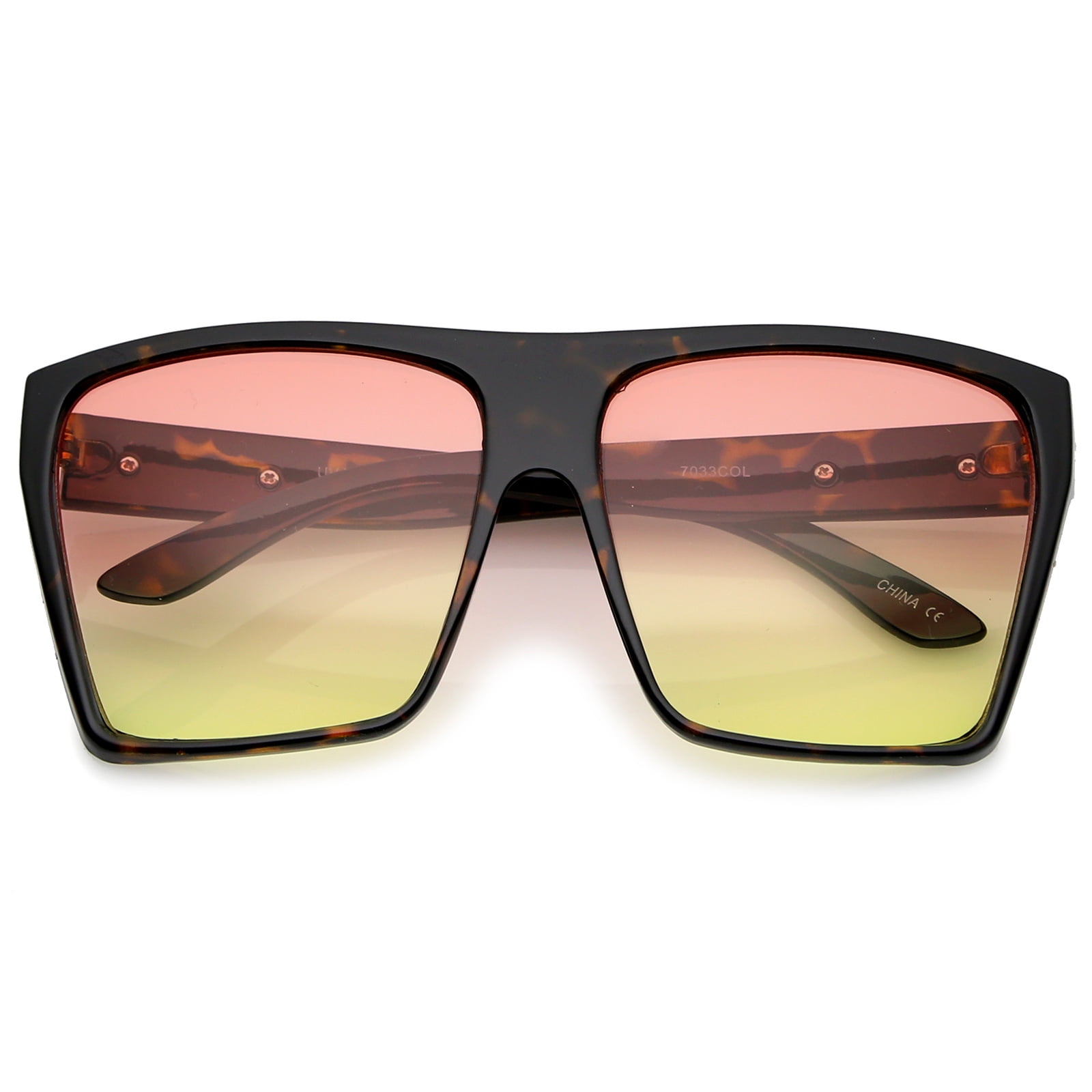 sunglass.la sunglassLA Oversize Flat Top Metal Temple Accent