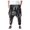 Black, variant on jsaierl Harem Pants for Men Plus Size Wide Leg Pants Linen Elastic Waist Lace Up Trousers Print Casual Hippie Pants Sports Work Pants for Men