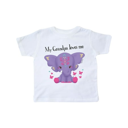 

Inktastic Yara Grandpa Loves Me Purple Elephant Butterflies Gift Toddler Boy or Toddler Girl T-Shirt